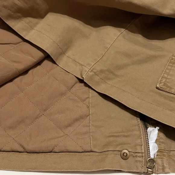 Hunter Insulated Tan Barn Crop Jacket with Dark Brown Corduroy Collar M NWT - Picture 15 of 16